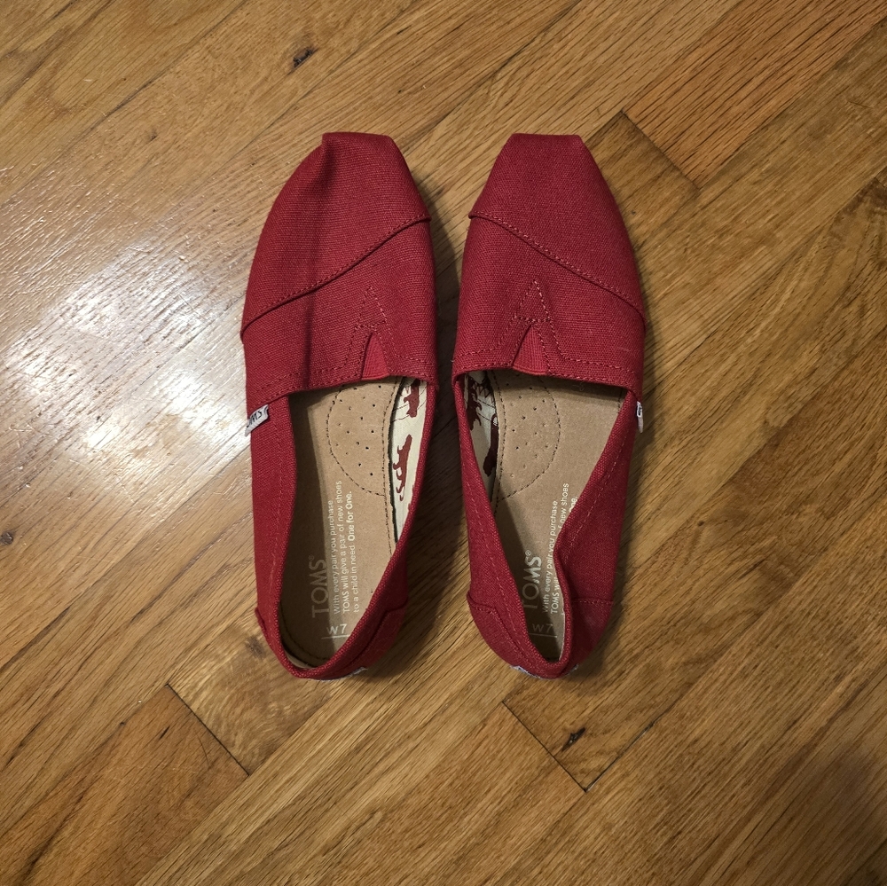 Toms Red Canvas Flats